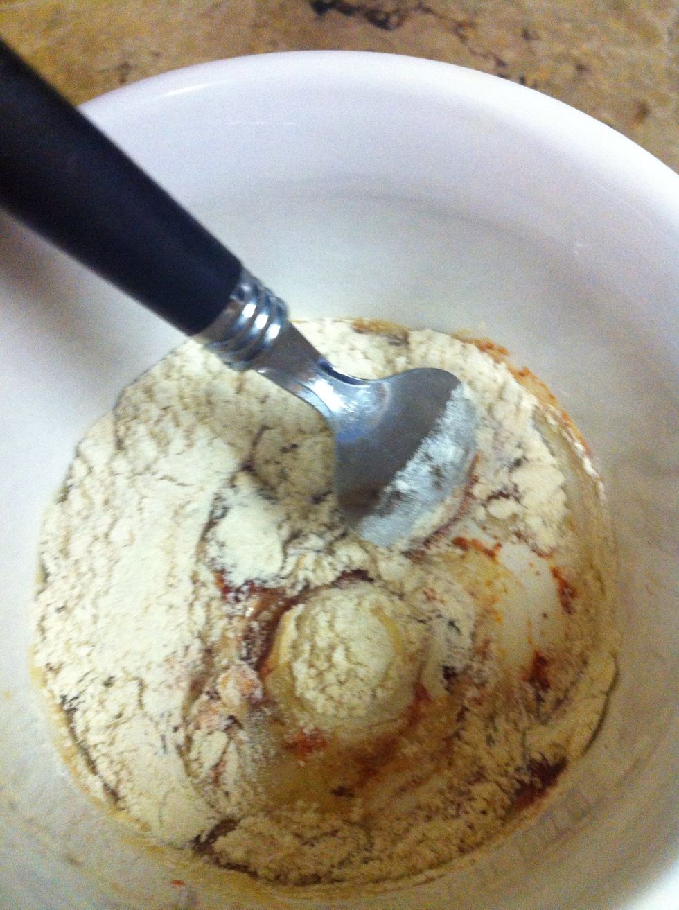 And mix.... At first it will be kinda clumpy, but you want it smooth.