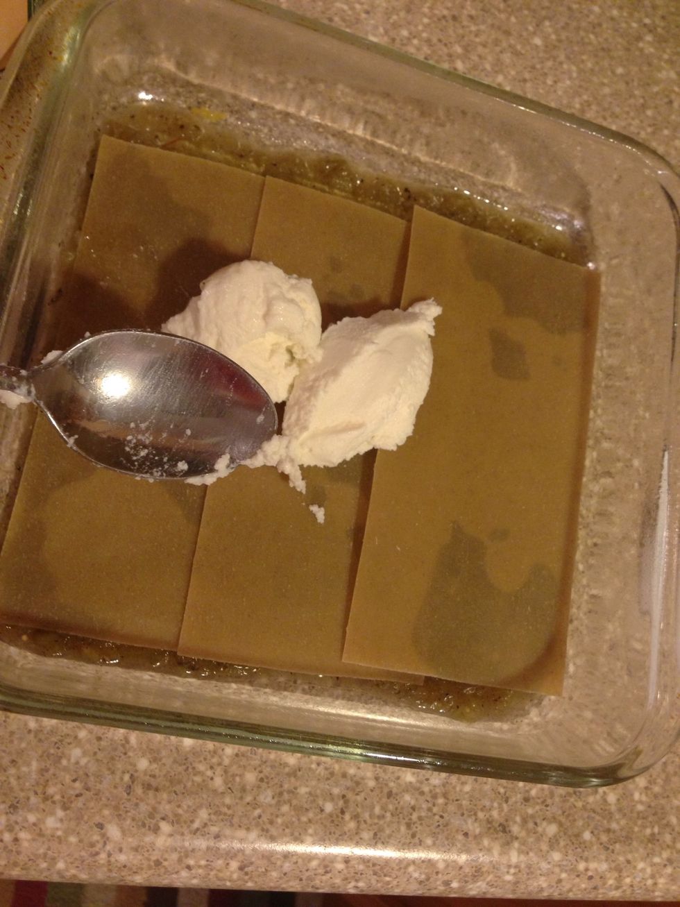 And now a thin layer of skim ricotta cheese