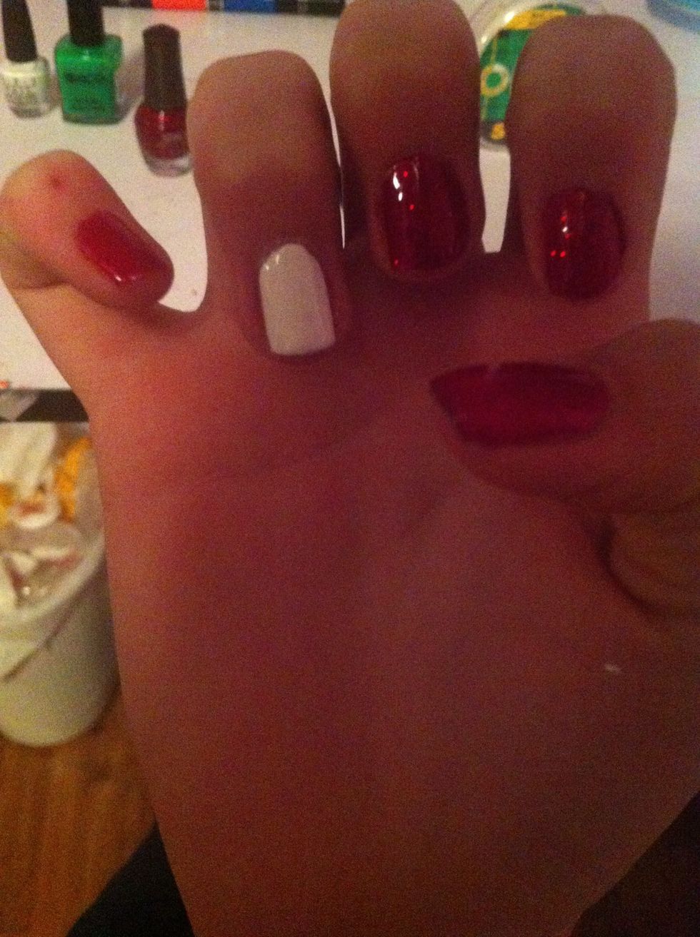 And now add a second coat to the red and white if needed.