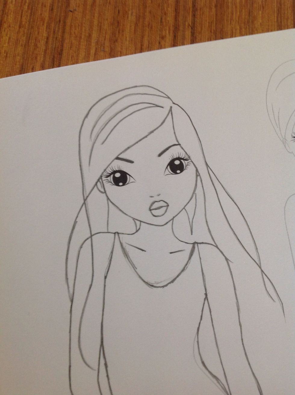 And now draw the rest if the hair and the detail