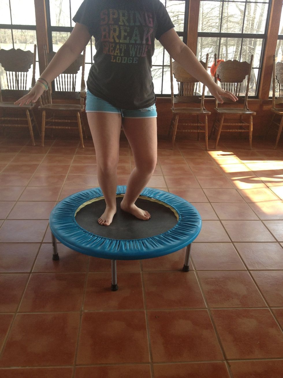 And now just bend your legs and push off! Your jumping, wow!