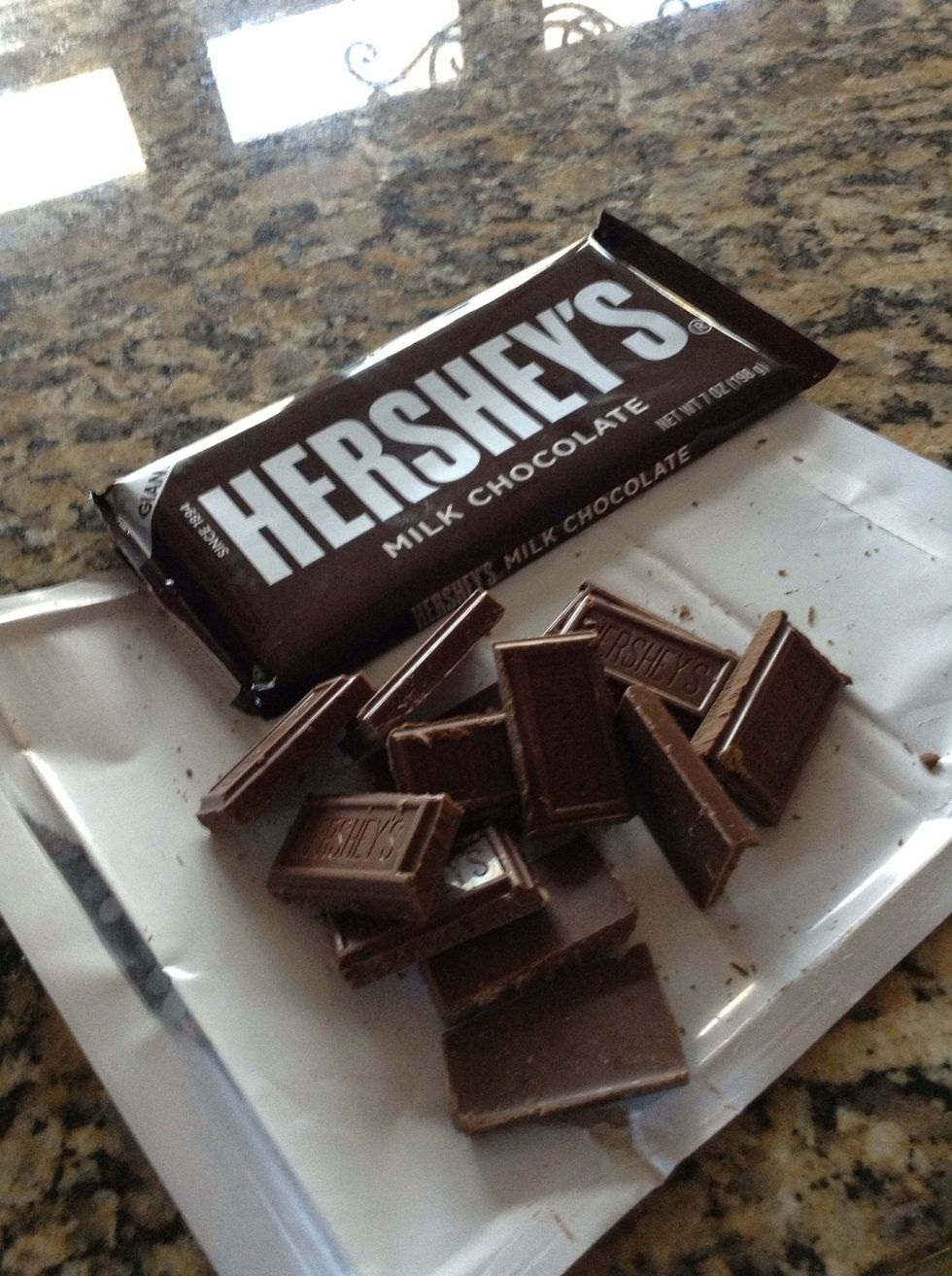 And now..the chocolate. I melt down a giant size Hershey bar
