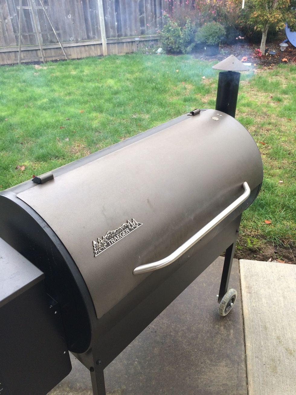 And now you let the ribs smoke at 150-175 degrees for 3 hours. This is the "3" part of 3 2 1 Ribs. The smoke forms a lovely pink smoked layer during this time and it tastes great. Do 3 hours for sure.