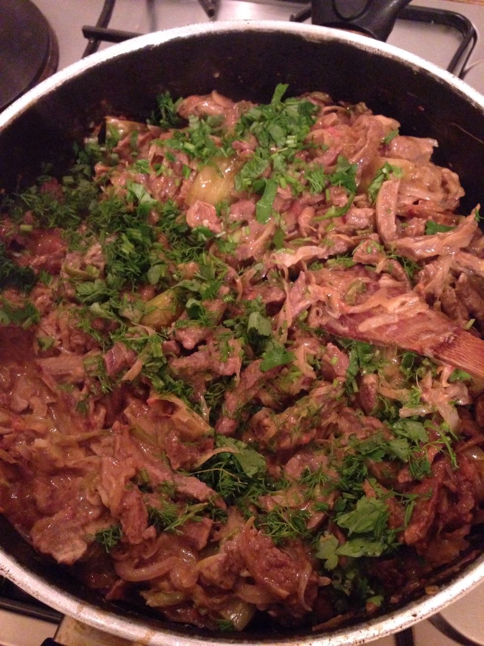 And of course freshly chopped greens