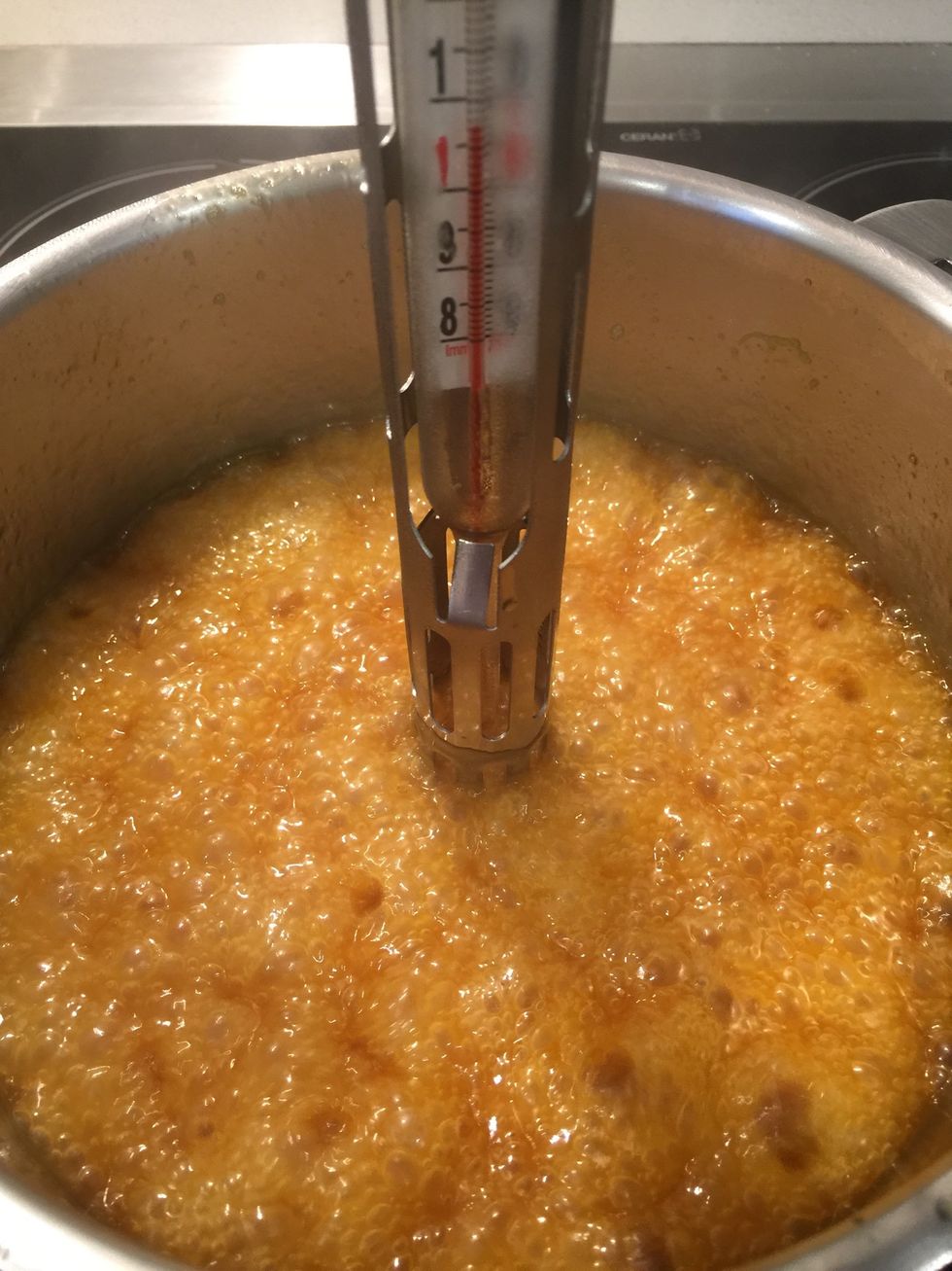 And on low medium heat, let boil to 108C .