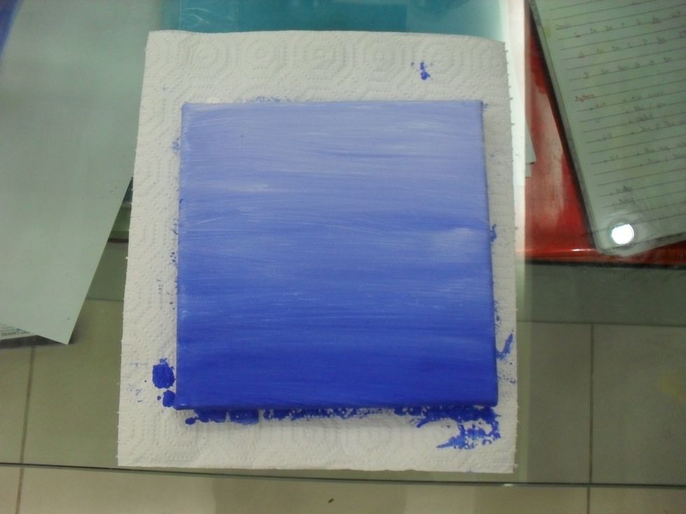 And once you are satisfied with what your canvas looks like leave to dry, acrylic dries fairly fast but make sure its completely dry.