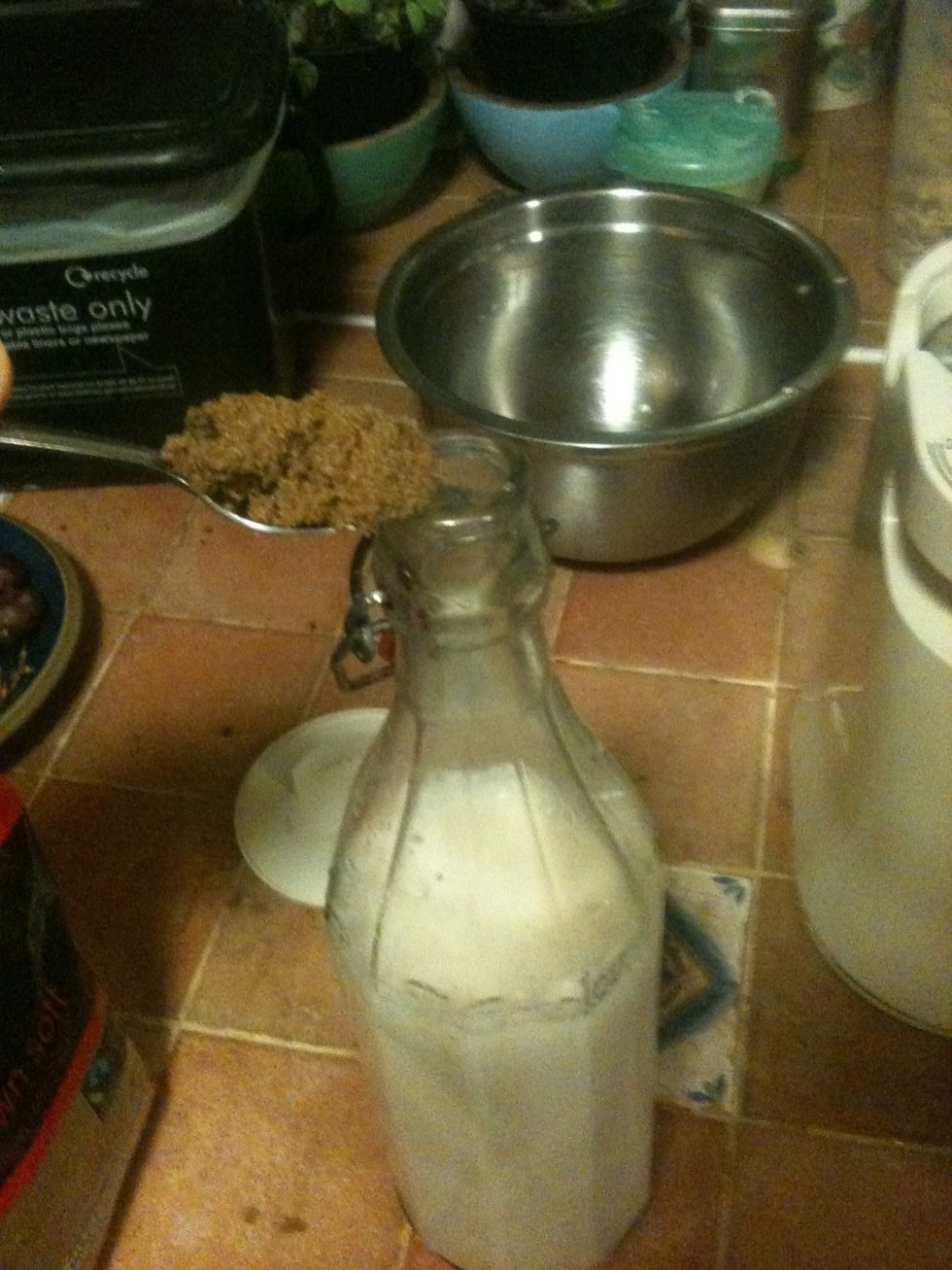 And one teaspoon of brown sugar. Some add cinnamon, some use honey, some like to keep it as it is. I like a bit of sweetness to mimic the stuff you get in cartons.