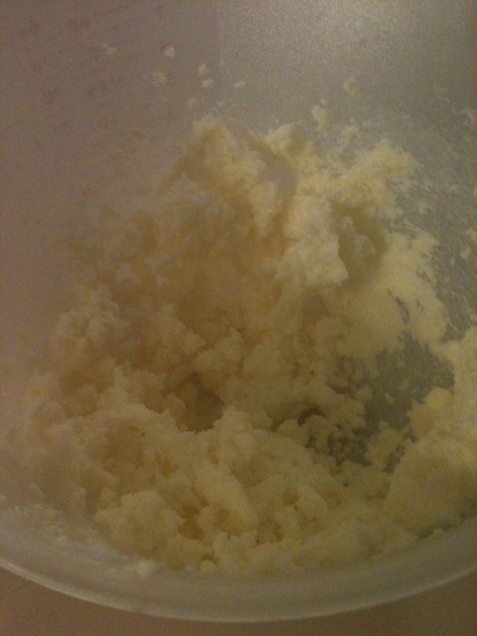 And one teaspoon vanilla. Then mix with mixer