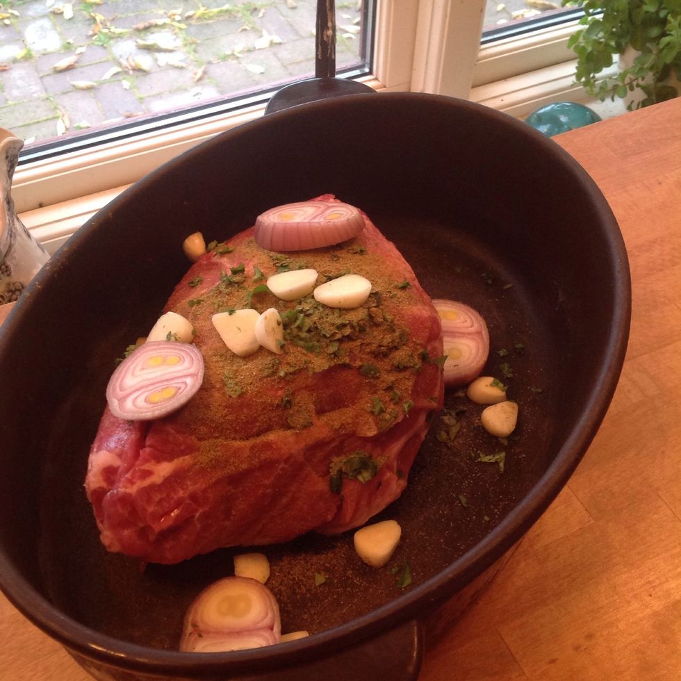 And onions and put on top of the meat. Also add the cumin.