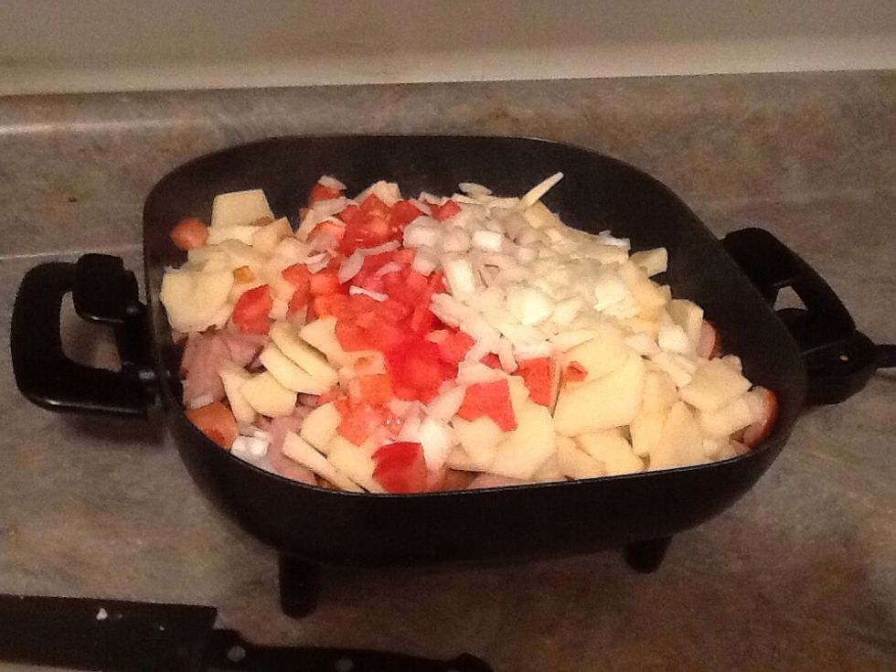 And onions then fry it together for 3 mins