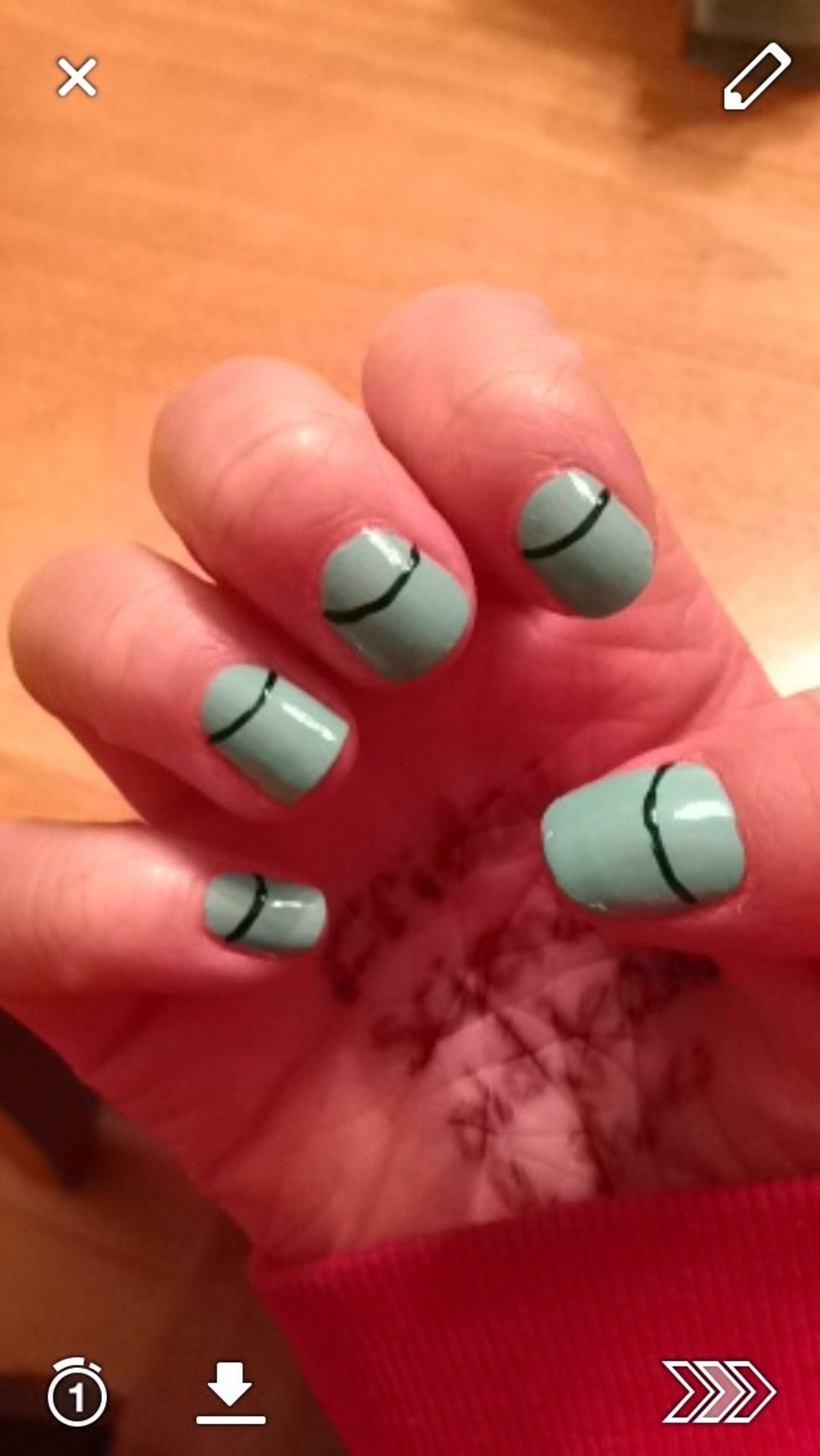 and paint a half circle from your cuticles with a striper/toothpick/dotting tool