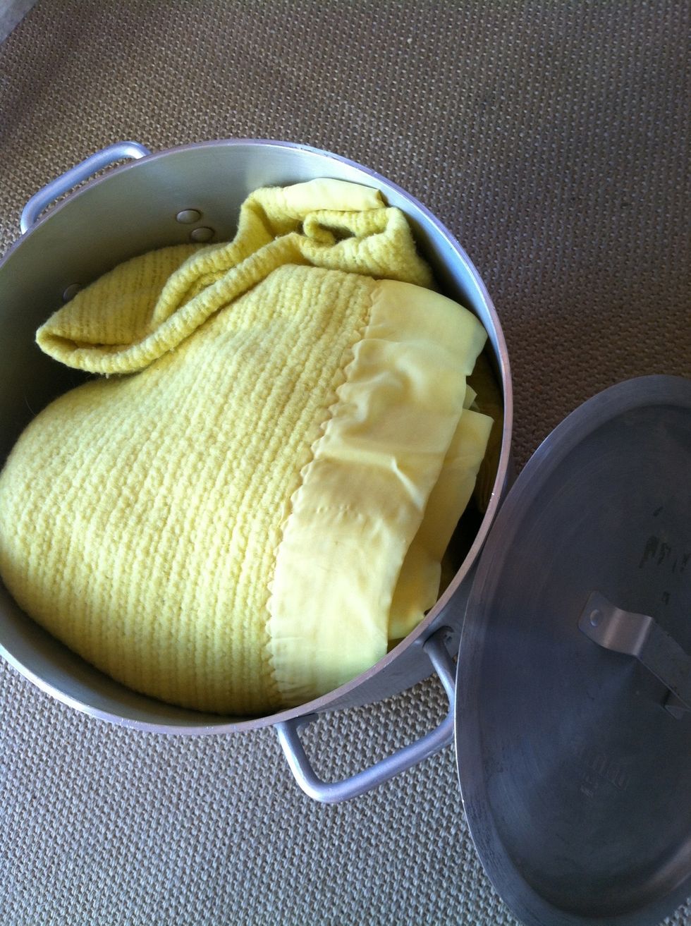 (...and place blanket and jars in a big pot)