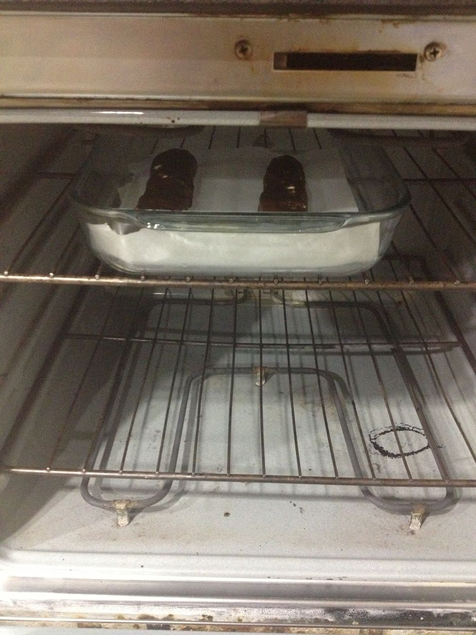 And pop them in the oven for 20 minutes. Then use a toothpick and poke into to bread and see if it comes out clean:)