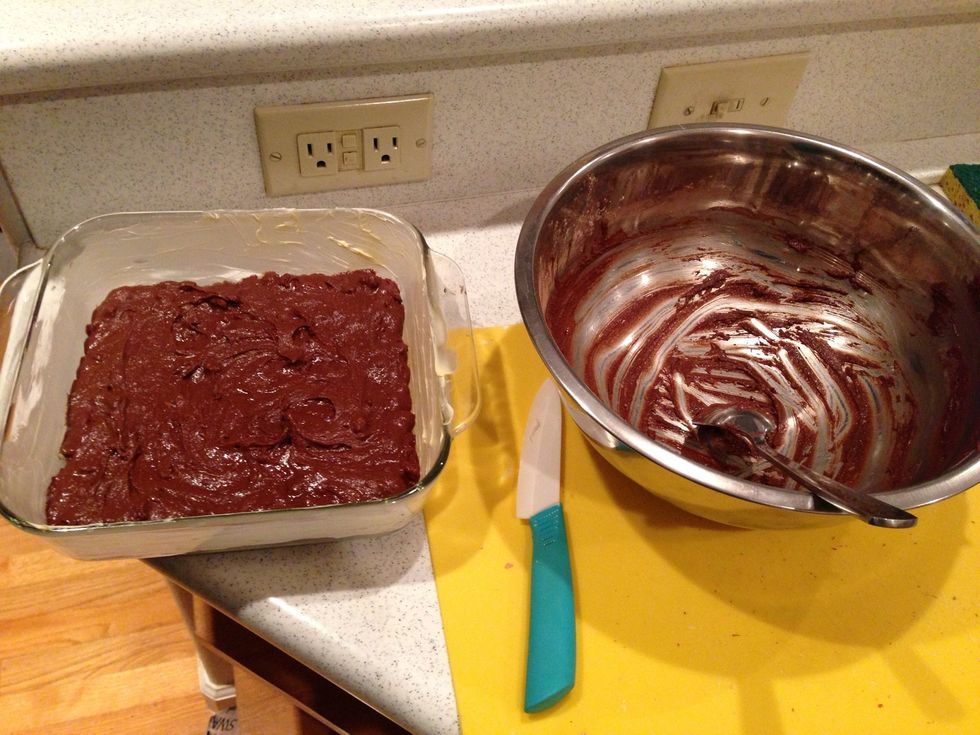And pour in the batter evenly