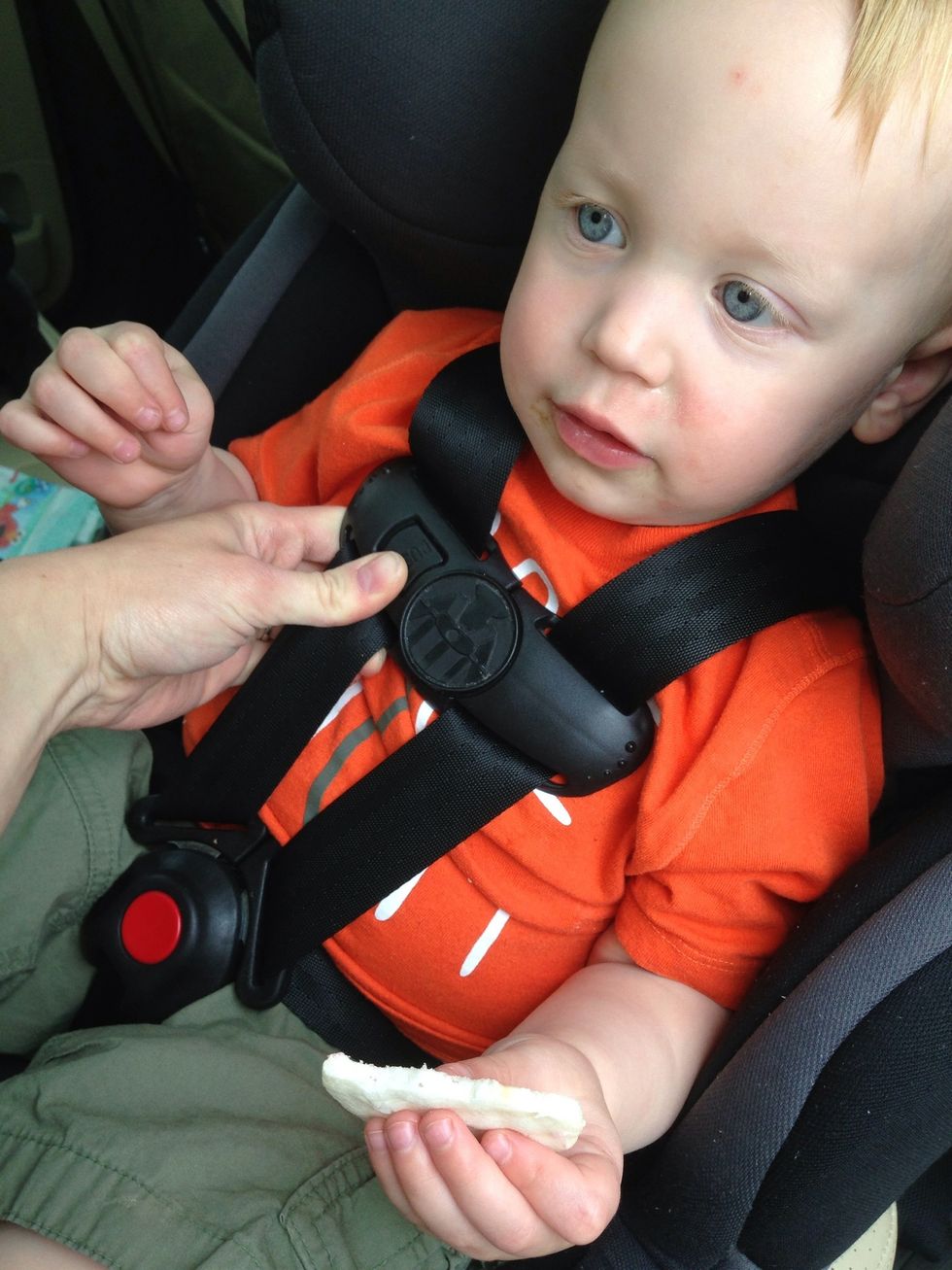 And pull the straps UP in order to remove the slack from the lap portion