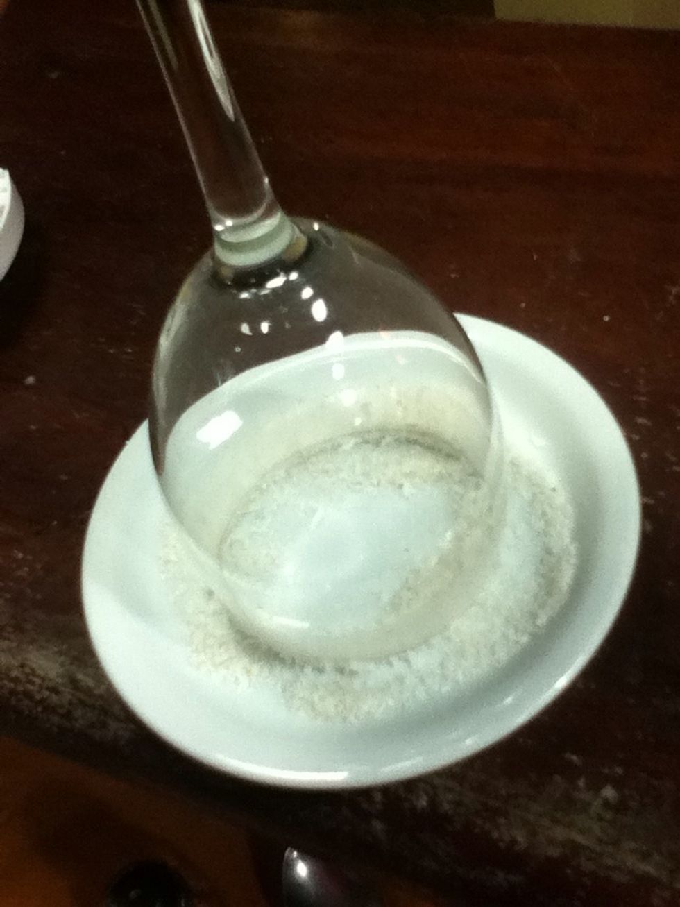 And put in the coconut to decorate the glass...