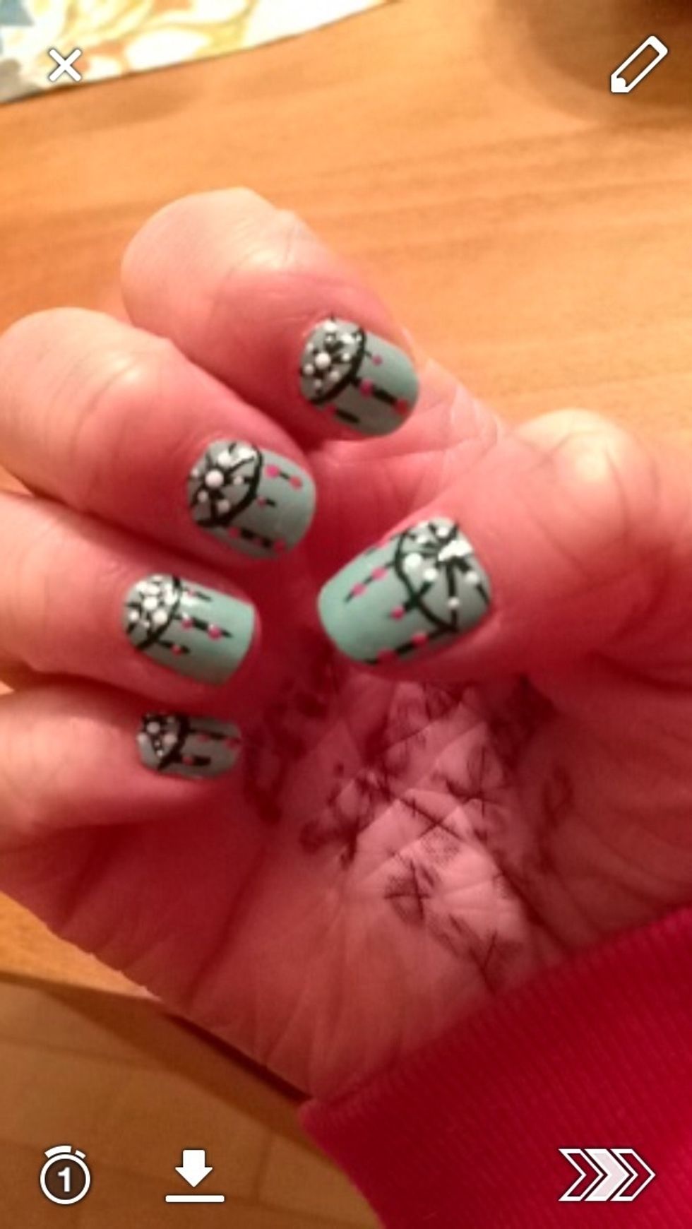 and put pink beads on the assorted lines