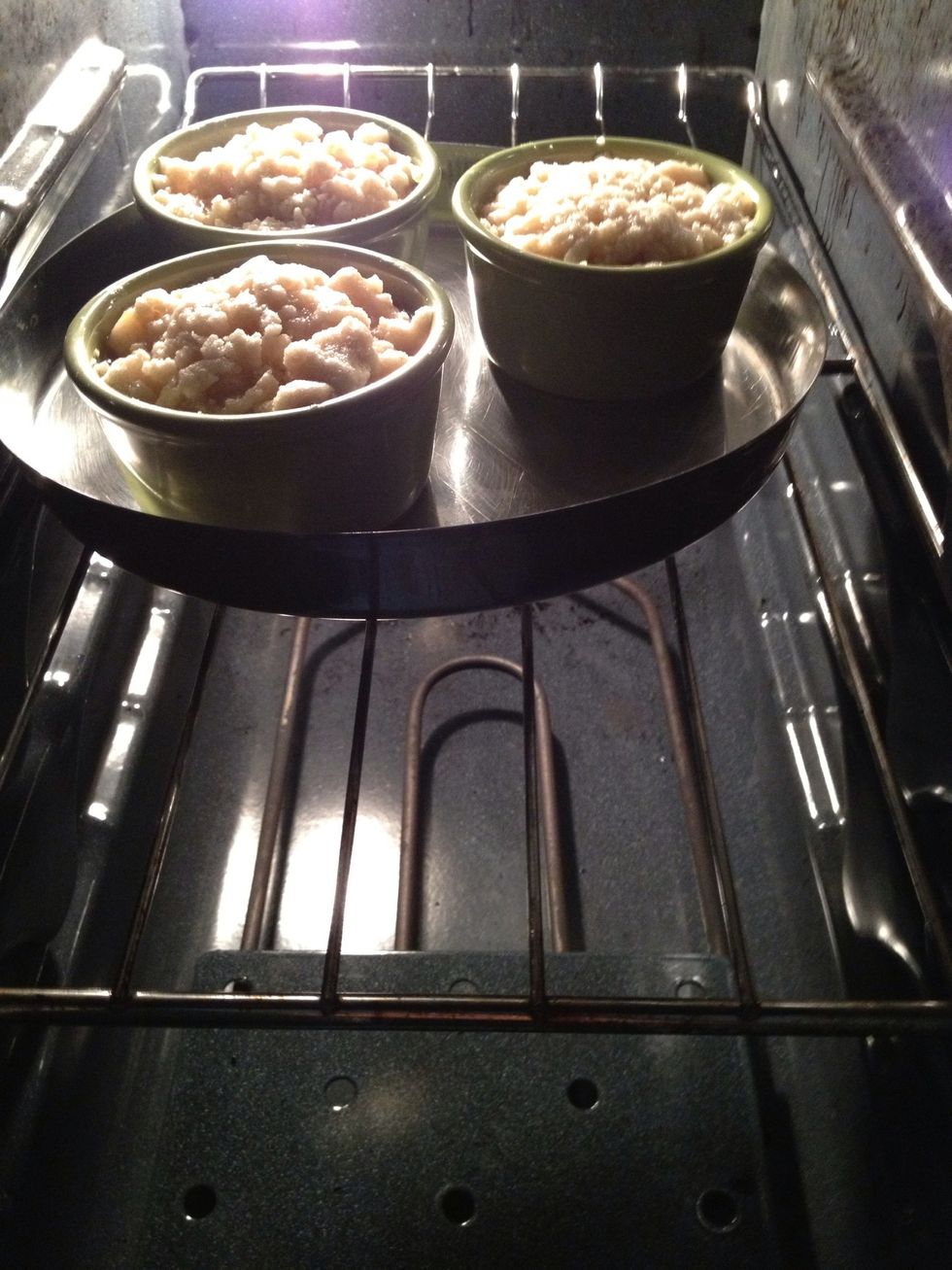 And put ramekins on a tray or what ever you have cause you will see the sauce coming out Keep your eyes open every 10 mins all ovens are different. Mine had started browning after 25 mins