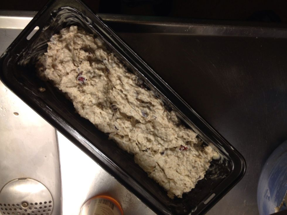 ...and put the batter in it. The oven should be preheated to 175 Celsius. It takes about 1 hour to make this. While waiting, watch an episode of your favorite show, read a magazine or take a nap!