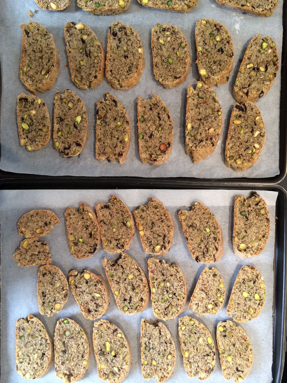 And put them back on baking trays and rebake on 120 C / 20 mins on Each side