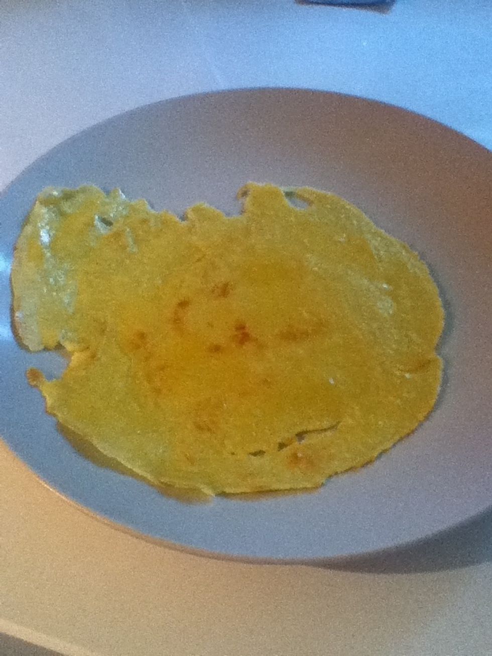 And put your cooked pancake on the plate when it is nice and golden!