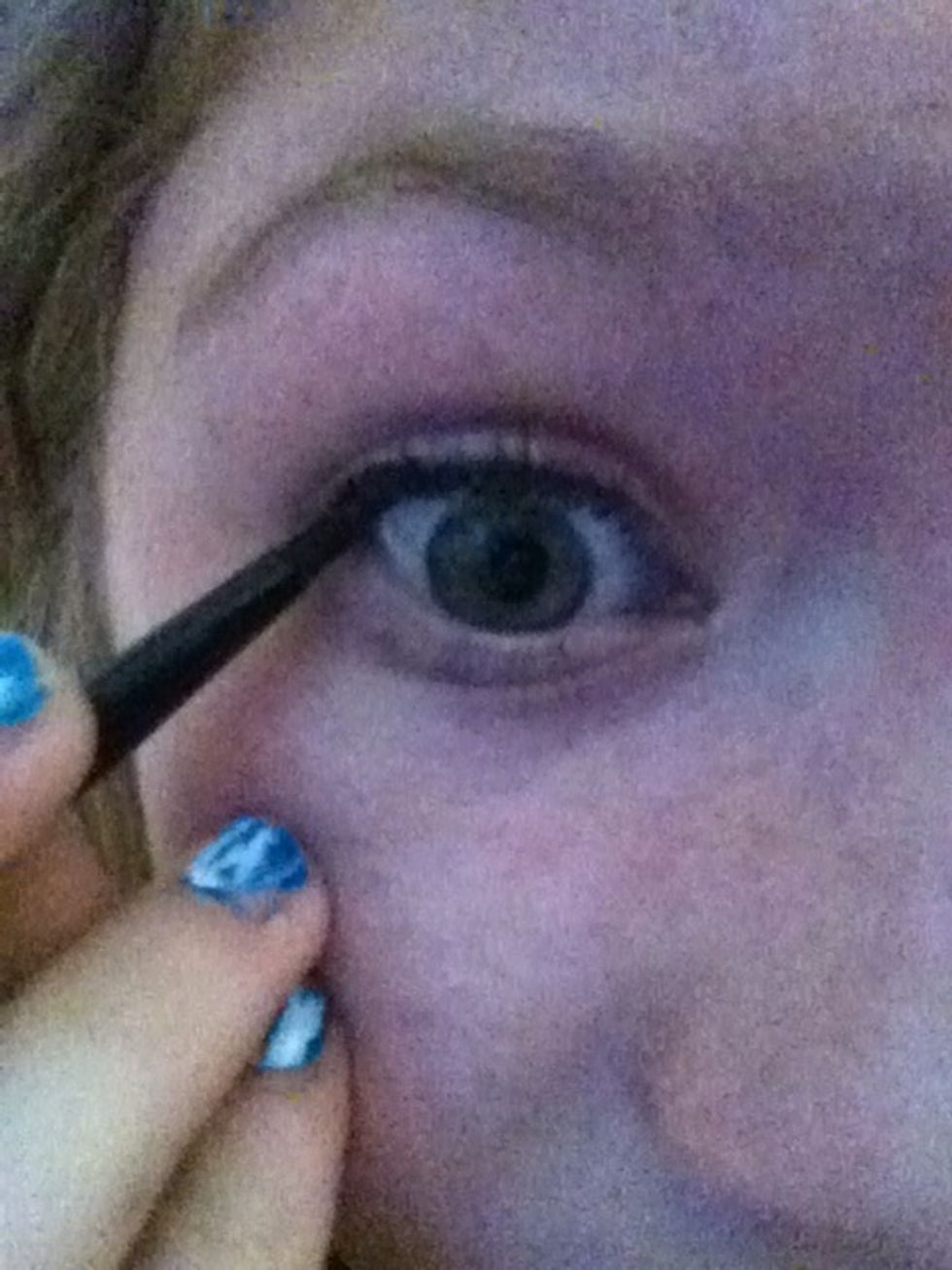 And run the brush as close as you can across your lash line(: you can also wing it out!