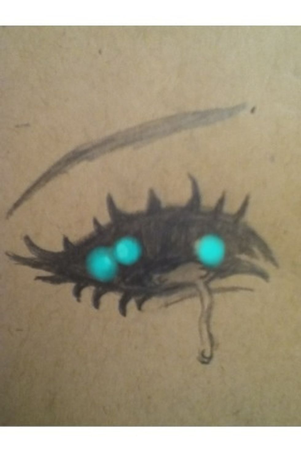 And shade, the blue spots are the highlights, keep those untouched and shade the entire eye in the same dark shade.