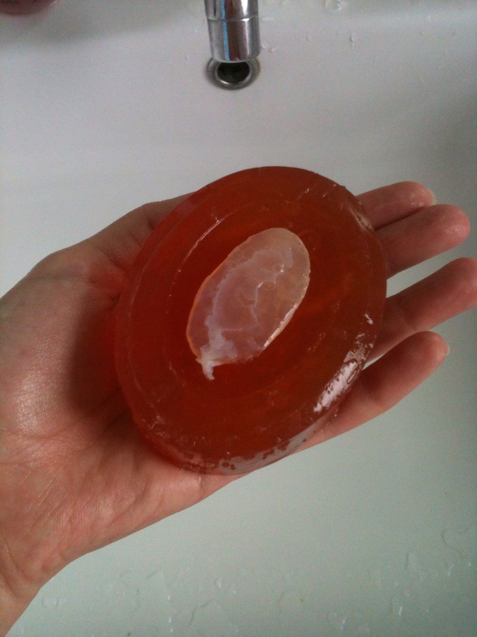 ...and slap it onto a wet bar of new soap. The two pieces should stick together when you next shower!