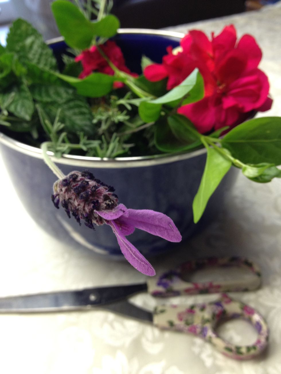 And some red geraniums (and some pansies and periwinkle)
