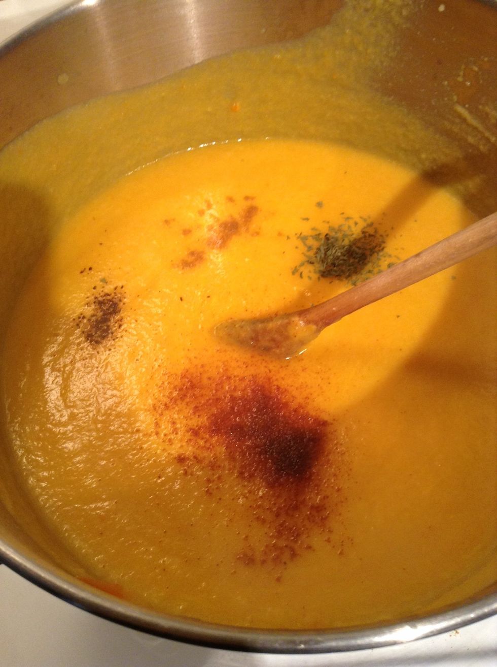 And spices. Whatever you'd like! I'm using black pepper, salt, parsley, cumin, and a lot of cayenne pepper!
