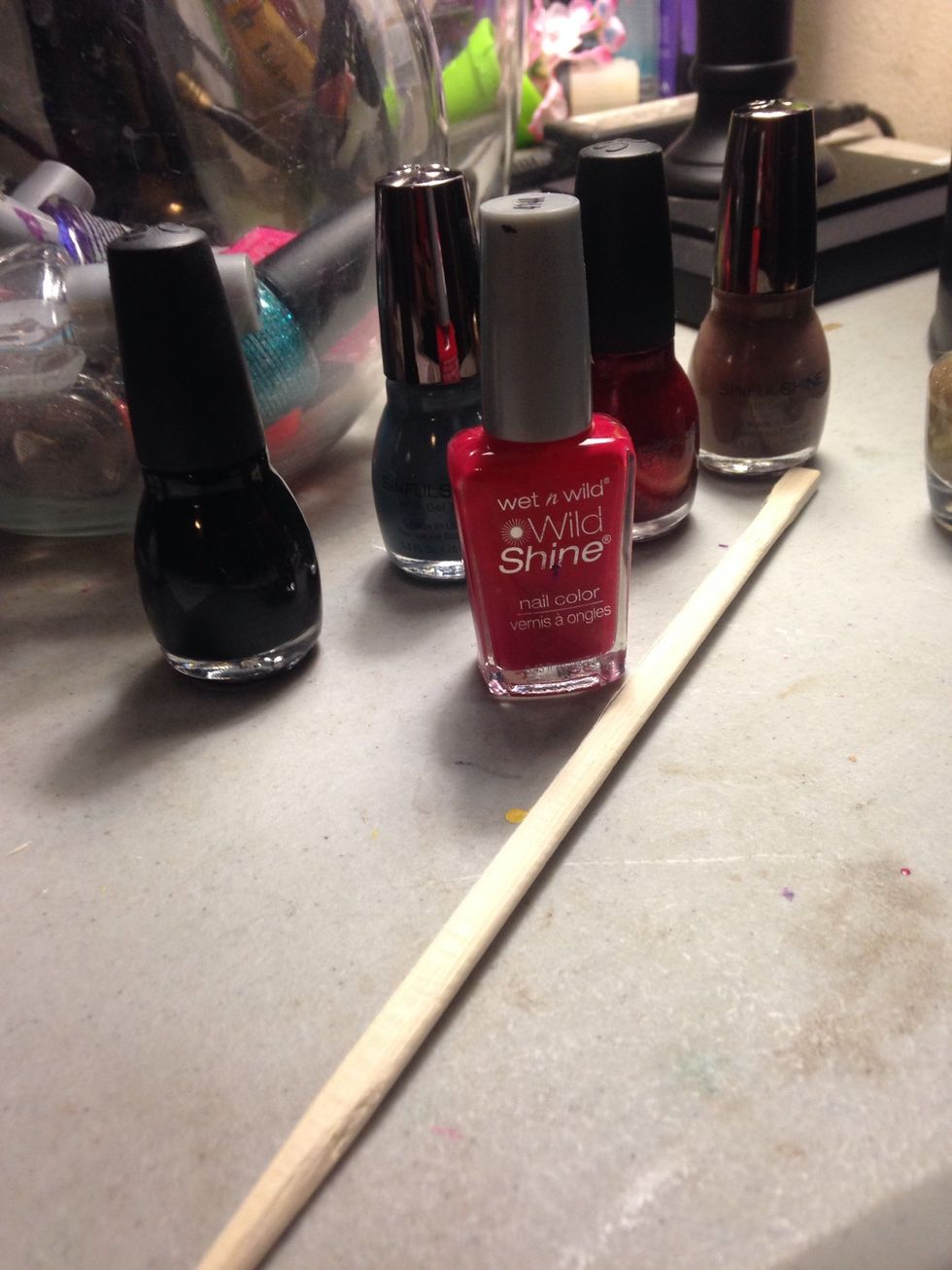 And start painting evenly and thickly, this way the polish just COATS any wood so as not to splinter or ruin hair. ( you could even go crazy and paint designs)
