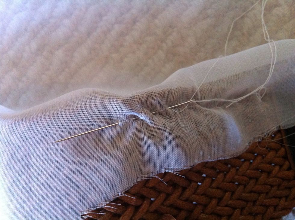 And start sewing ur fabric on the belt, this is the reason why u need to hv a braid structure belt.