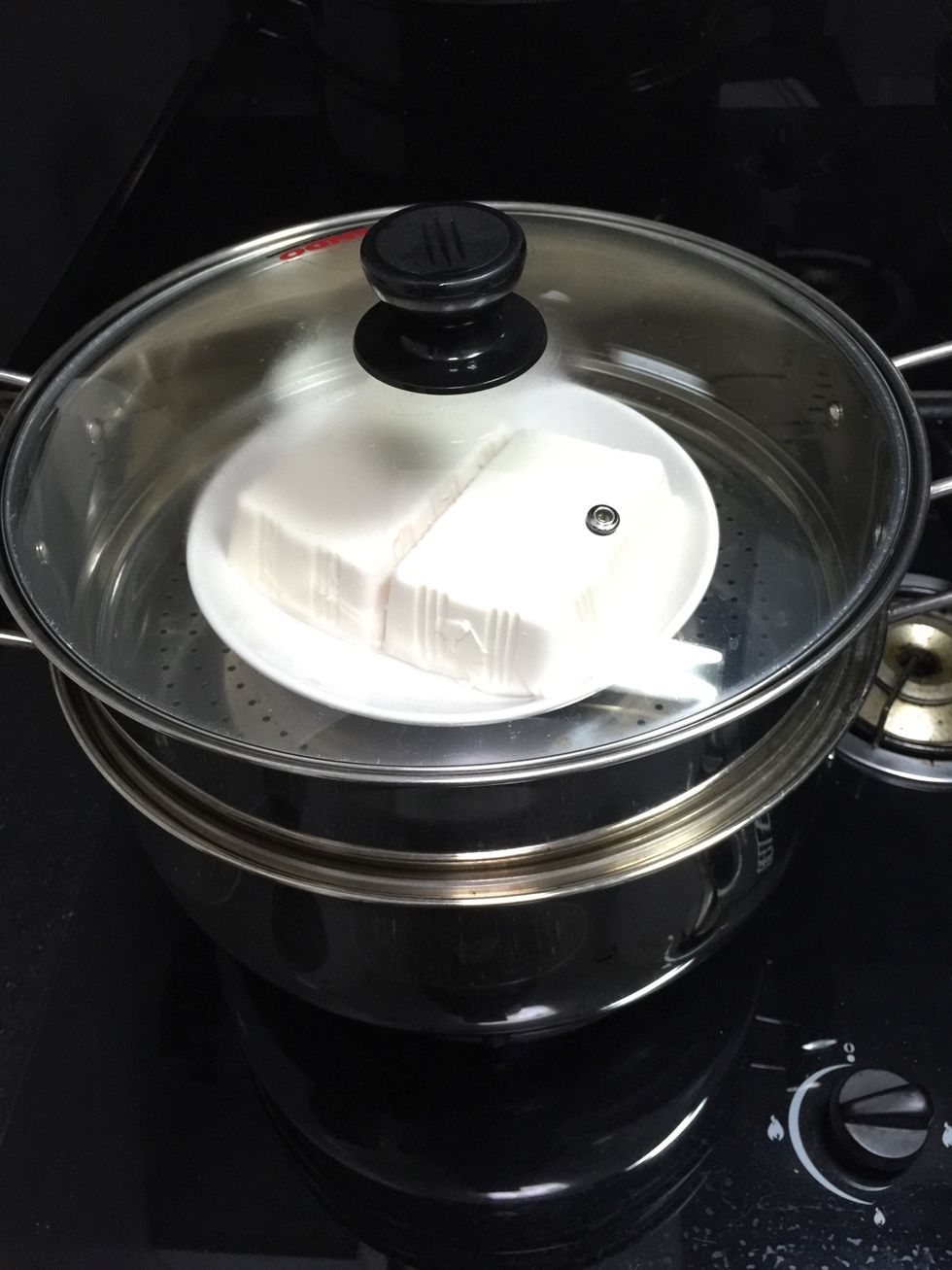 And steam for 5 minutes. You just want the tofu to be serve hot.
