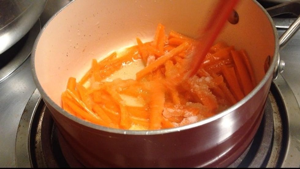 And stir constantly until the the carrots are soft or tender
