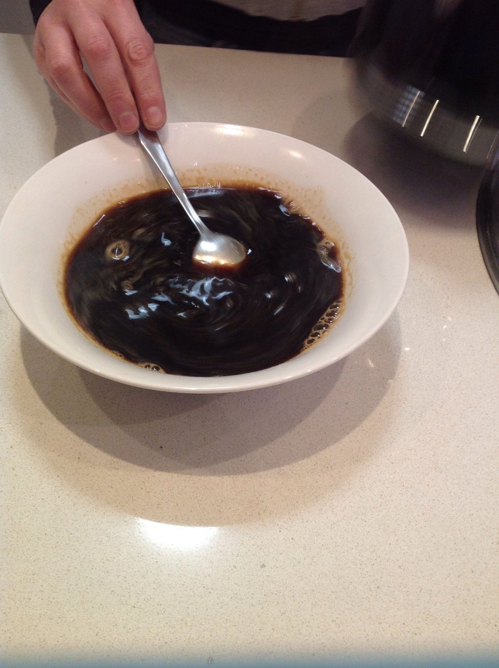 And stir then put in the fridge to cool down just a little while you whip the cream other wise when you dip the biscuits in they might break and go to soggy