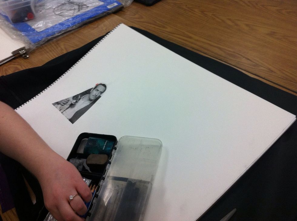 and strategically glue it on your paper. Think about what you want to do before you glue it down.