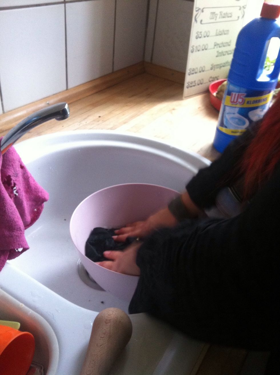 and take your black jeans down in Clorin water