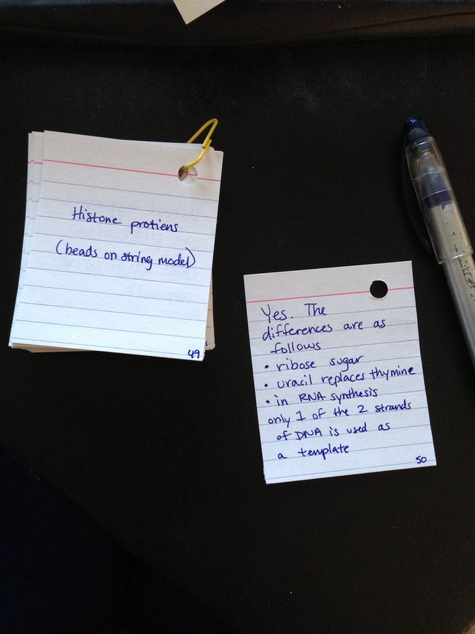 and the answer on the lined side. I also like to number my note cards as well but you don't have to.