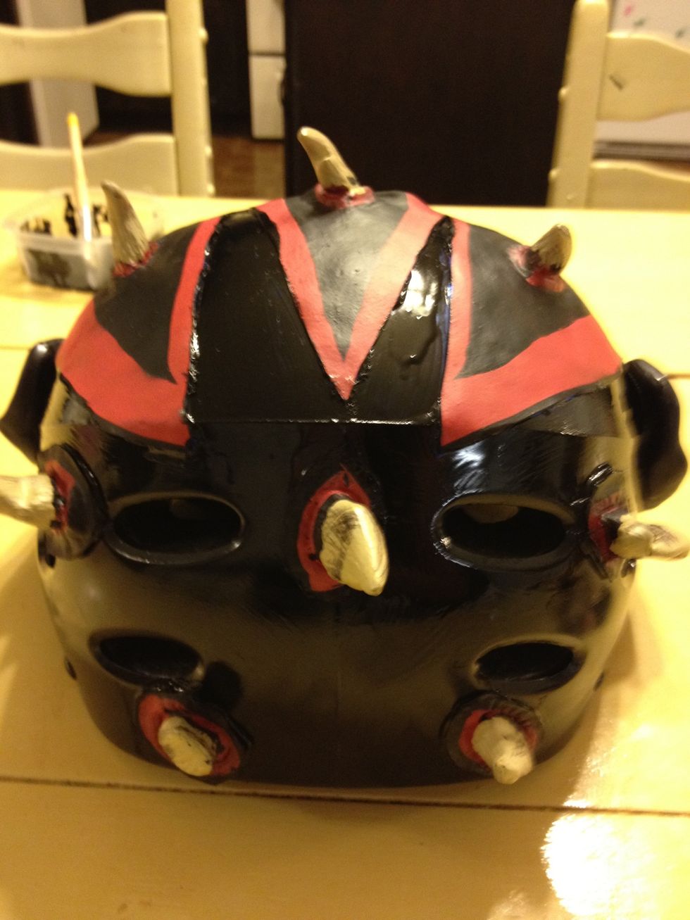 And the back. Okay, so it's not completely accurate..... Cutting those slits was necessary for it to lay flat like I wanted. I didn't have any red paint or I'd have fixed that part. For now it's fine.