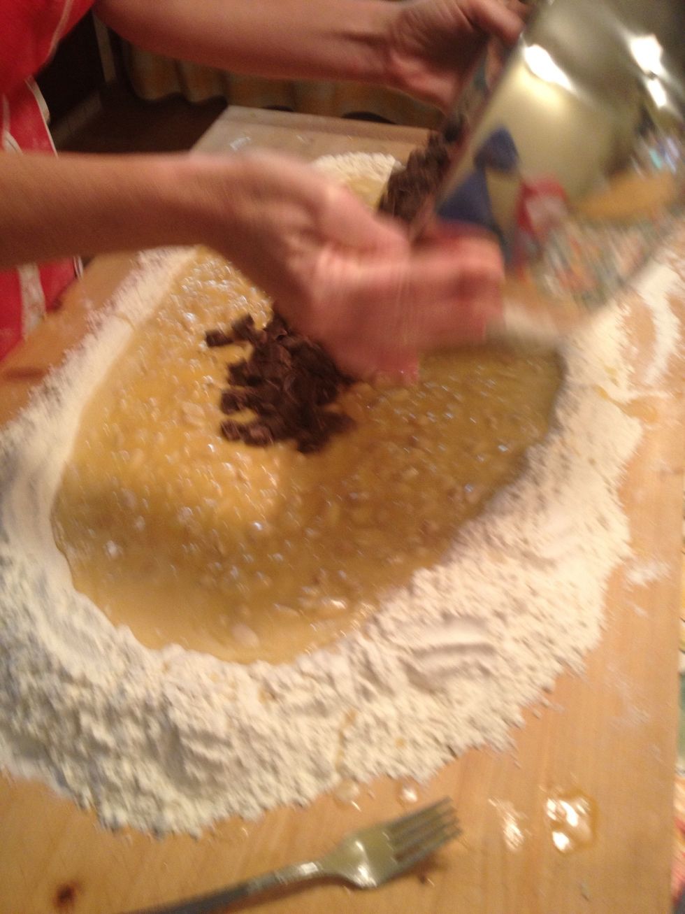 And the chocolate which you have cut in pieces
