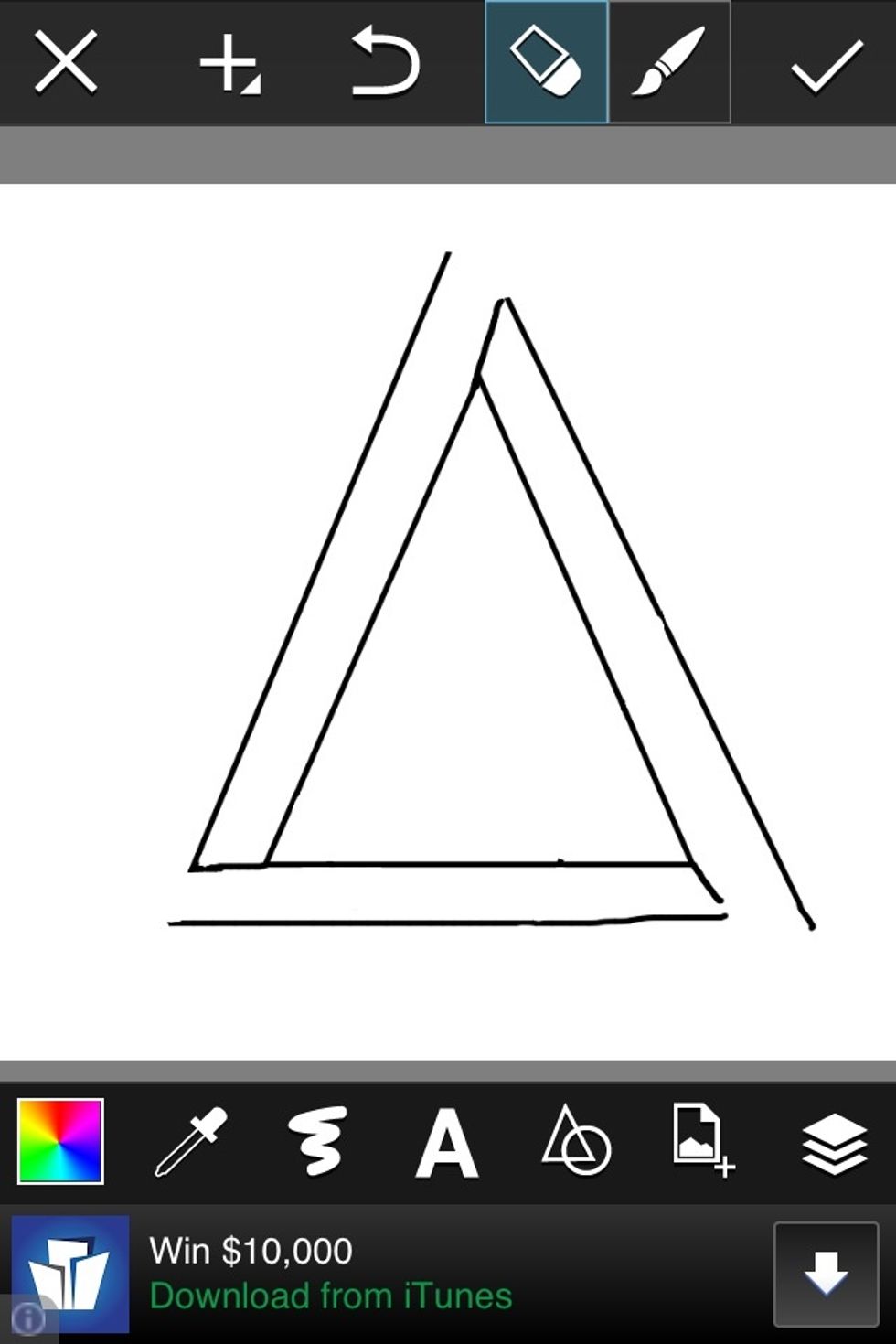 And the draw another slant line on the left side, again longer than te line parallel to it.