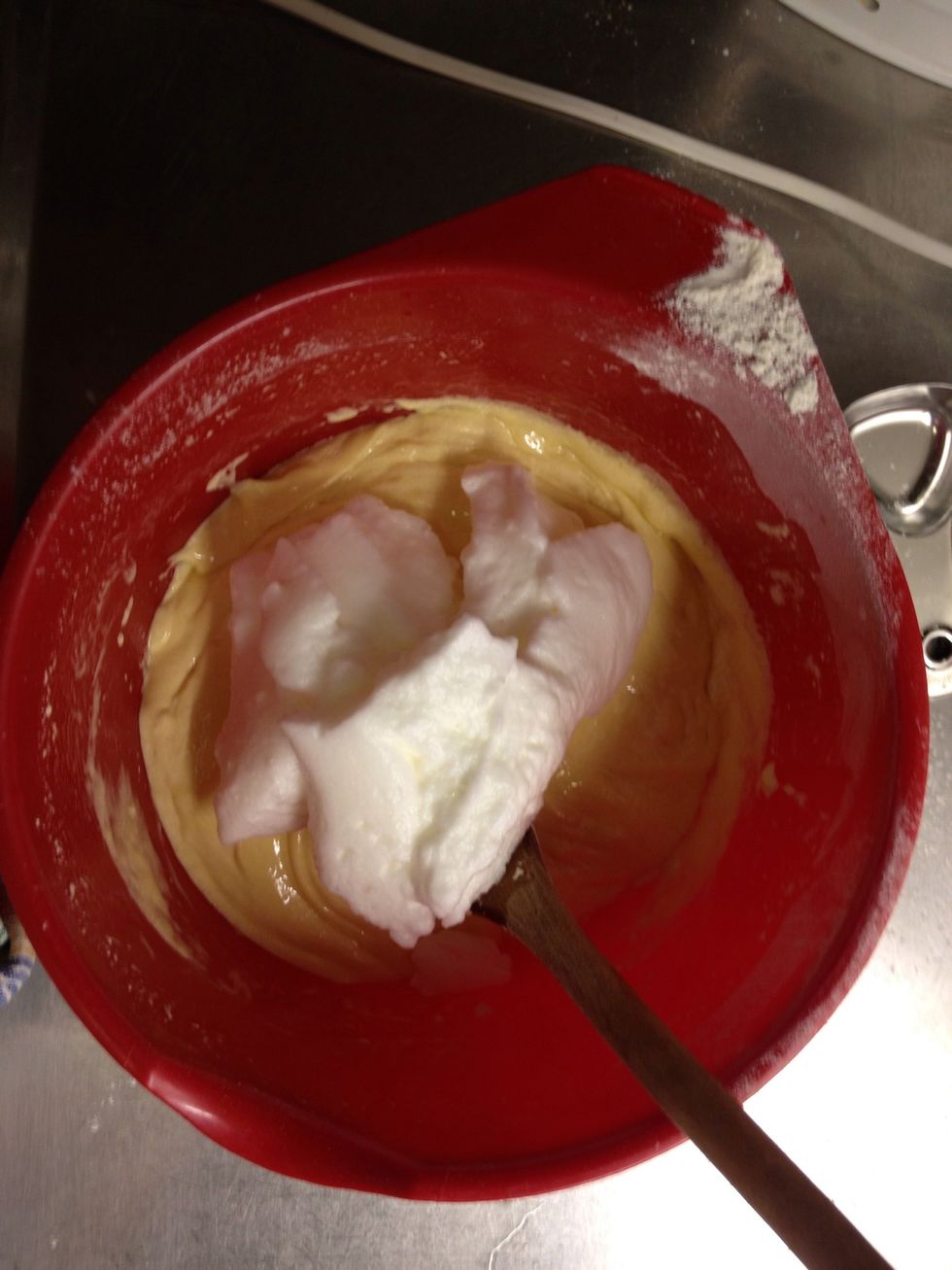 And the egg whites. Gently fold them in.