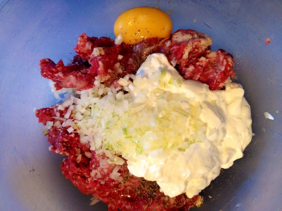 And the finely chopped onion.