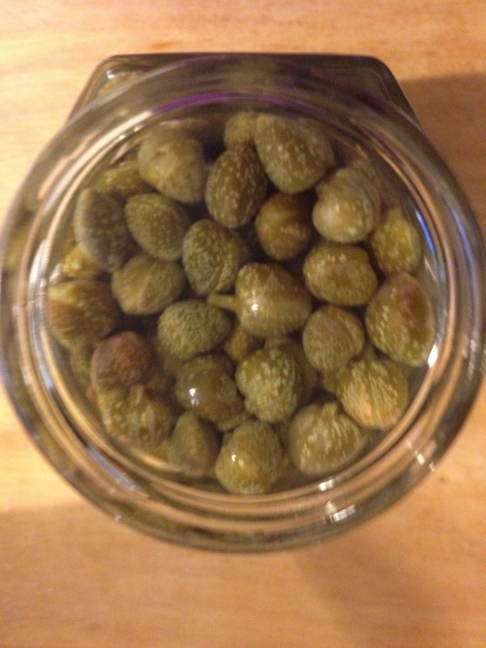 And the jar of capers. Now you're ready to assemble this delicious offering!