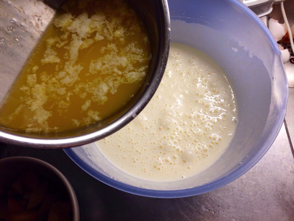 ..and the melted butter to the bowl.