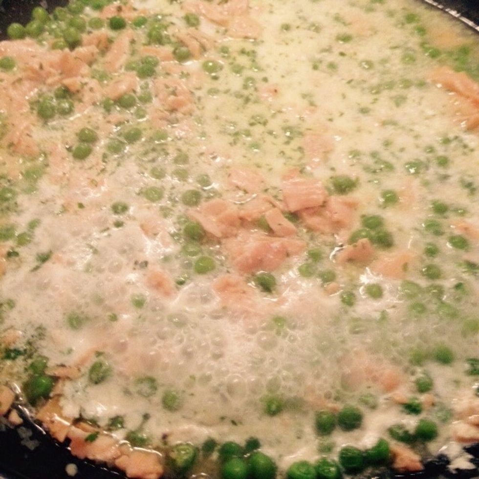 And the milk. Cook until it thickens