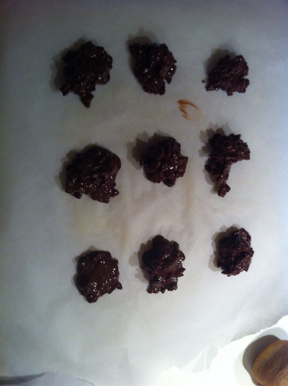 And the other mixture on a non-stick paper. These chocolates have a shape of rock!