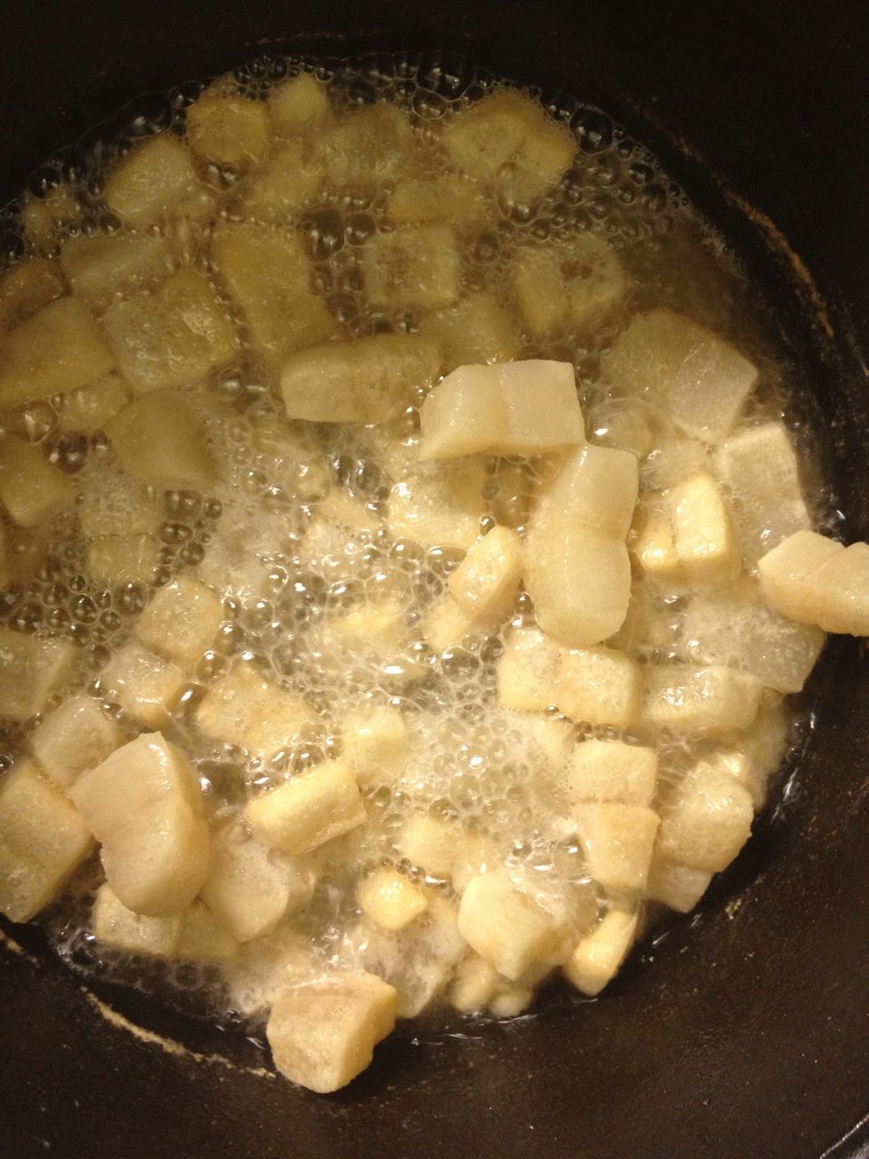 And the pork pieces will start to fry-ish.