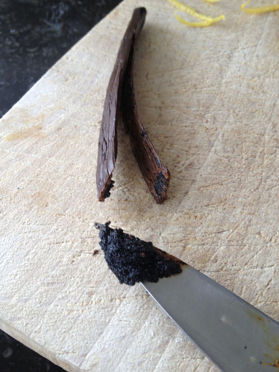 and the scraped seeds of a 1/2 vanilla bean.