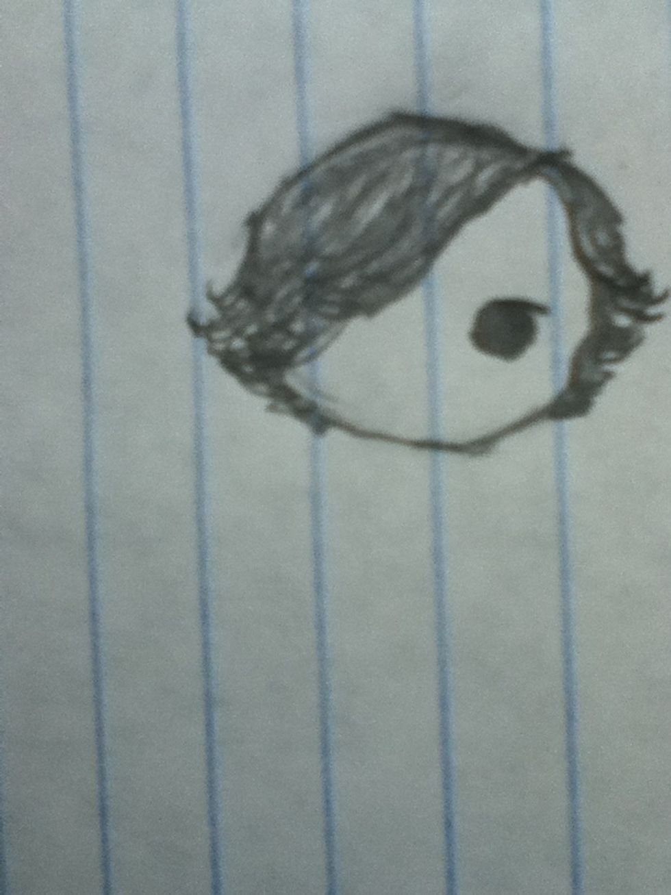 And then add a circle for the rest of the eye, leaving a little bit of the line. Color the eye in.